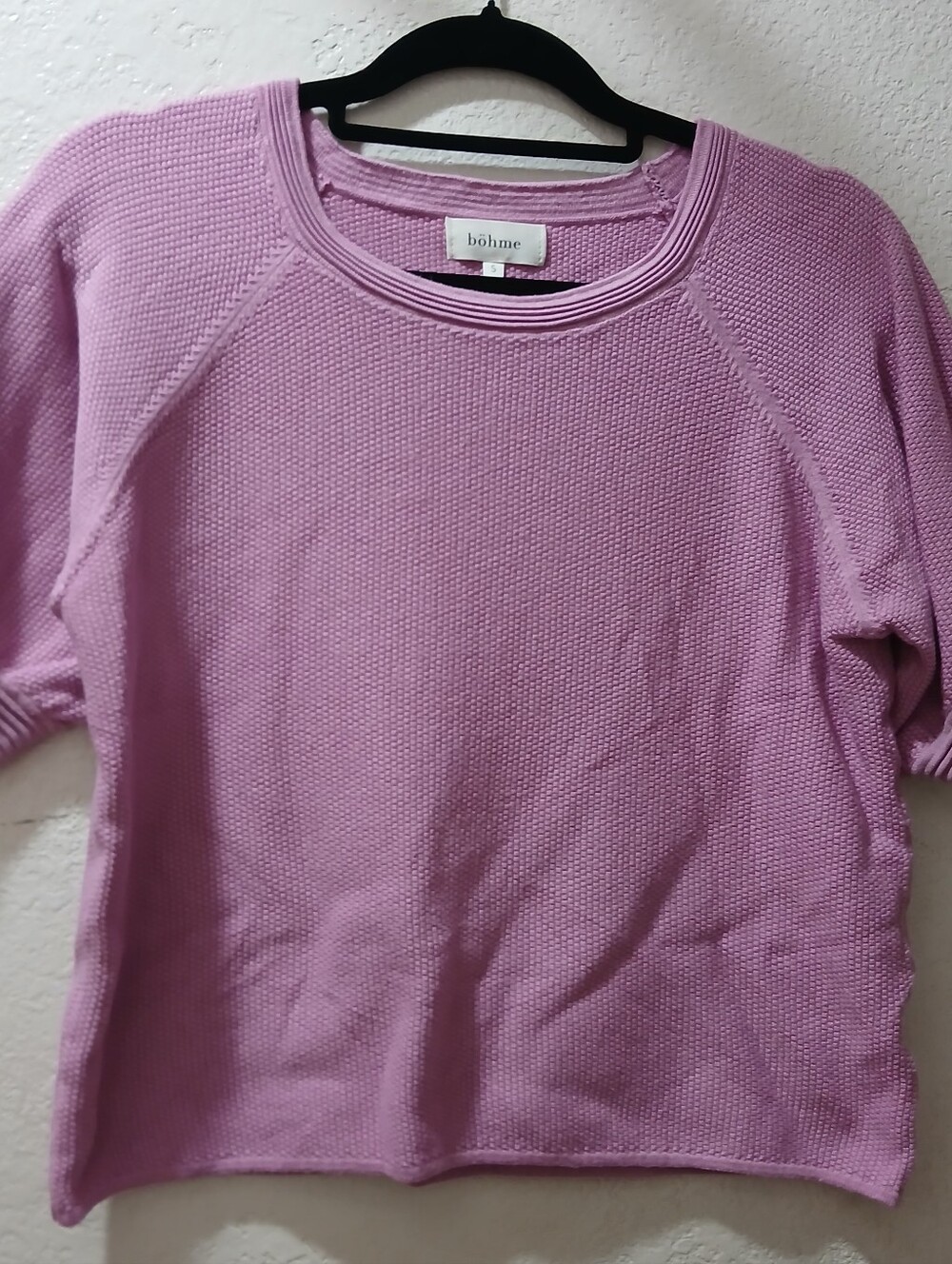 bohme Size S Pink Lavender Textured Crewneck Sweater